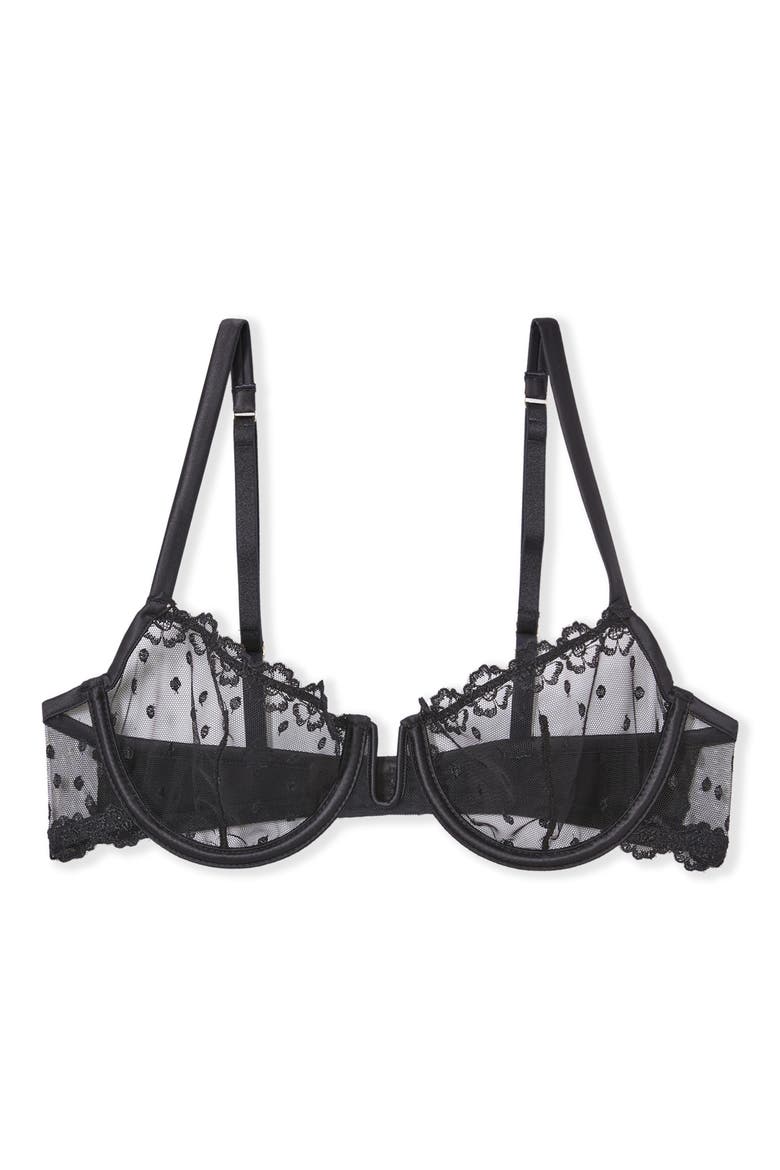 Eloa Classique Embrodiered Underwire Bra, Alternate, color, BLACK
