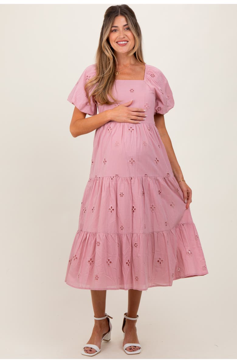 PinkBlush Eyelet Square Neck Midi Dress, Main, color, Pink
