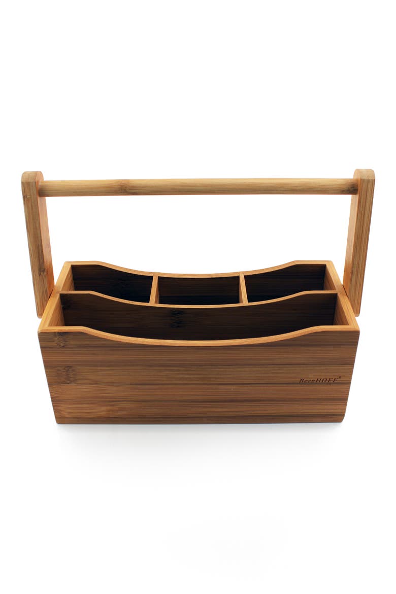 4-Compartment Bamboo Flatware Caddy, Main, color, NATURAL