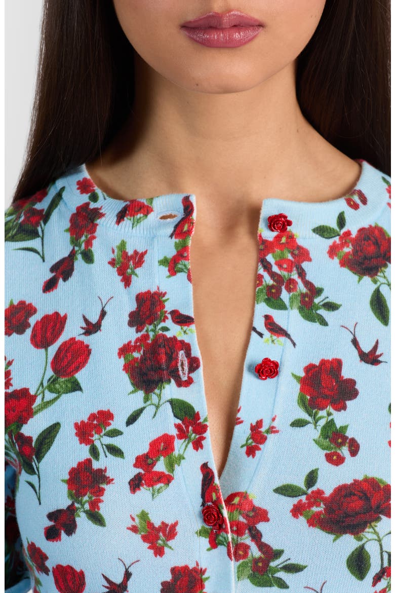 Carson Floral Print Cardigan, Alternate, color, AMERICAN BEAUTY CAROLINA BLUE