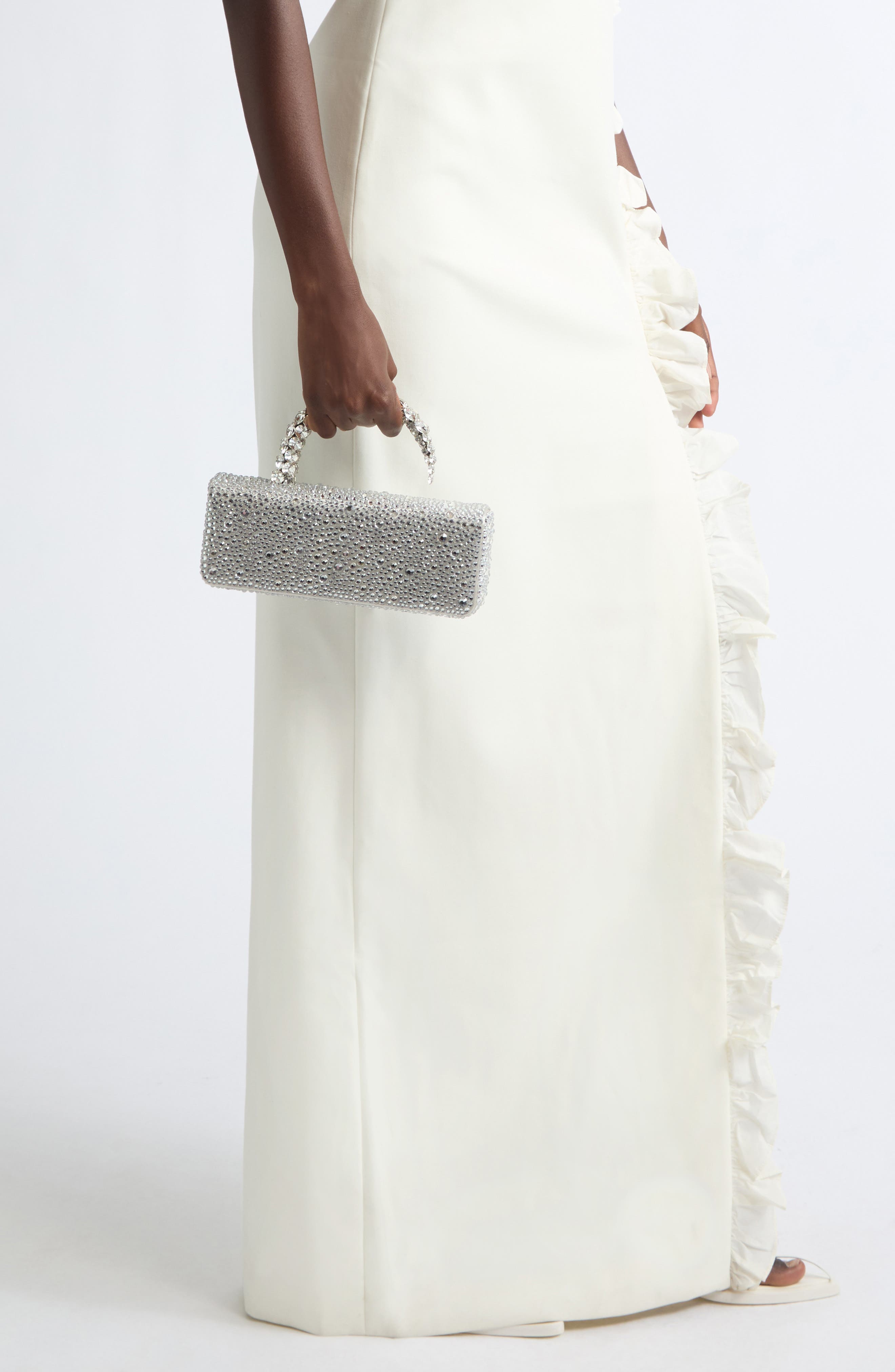 Malika Crystal Clutch, Alternate, color, SILVER
