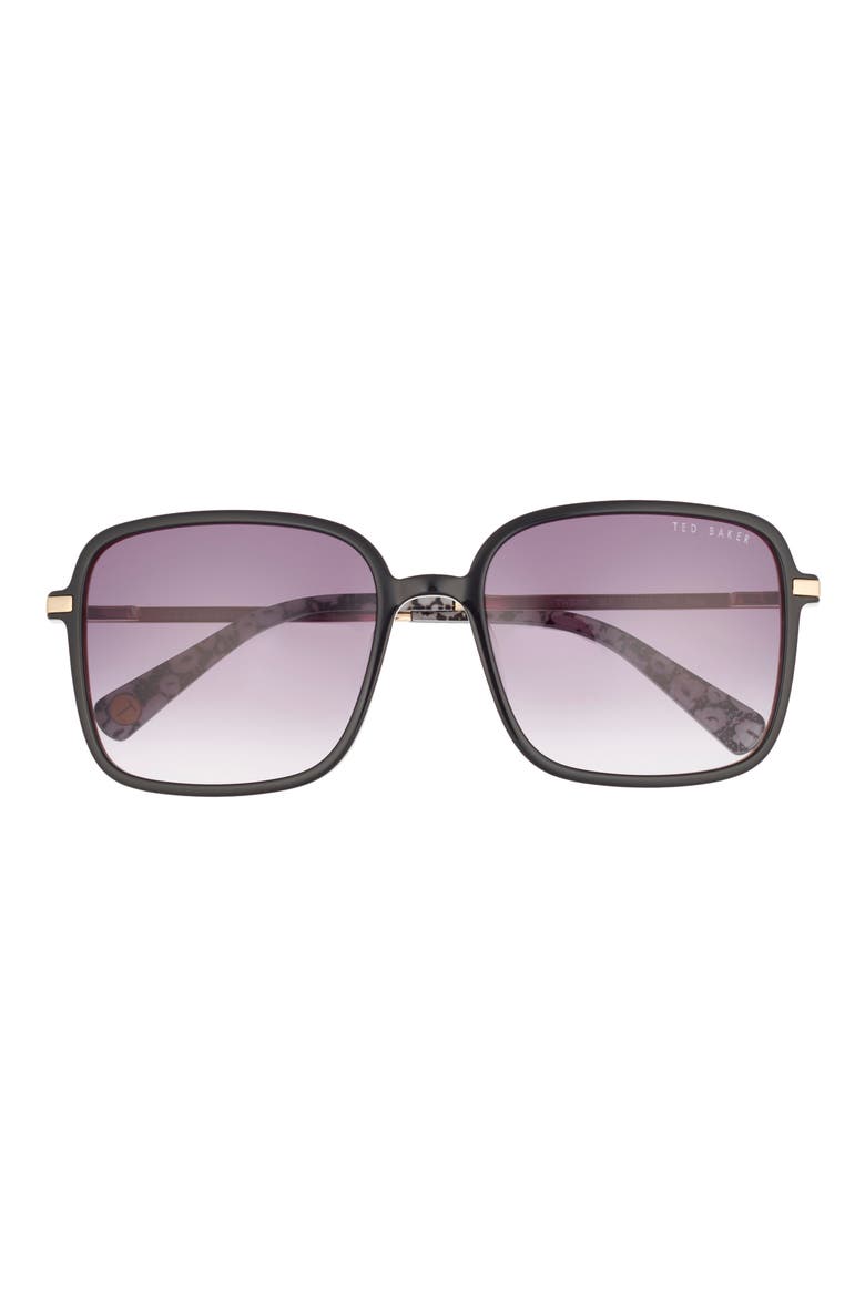 57mm Gradient Square Sunglasses, Main, color, BLACK