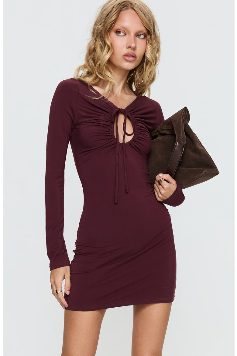Angele Keyhole Long Sleeve Minidress, Alternate, color, PURPLE