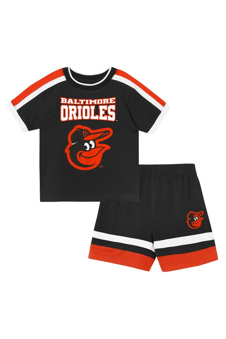 Toddler Outerstuff Black Baltimore Orioles Ground Ball T-Shirt & Shorts Set, Main, color, Black
