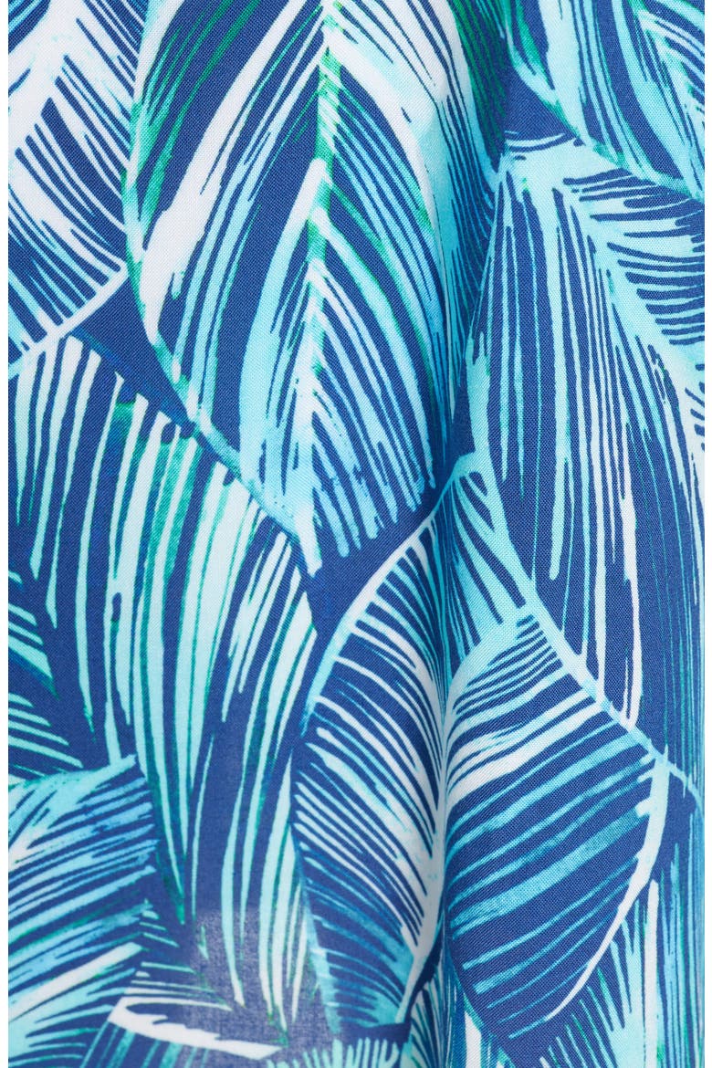 Sketched Leaves Long Sleeve Tunic Cover-Up, Alternate, color, POOL