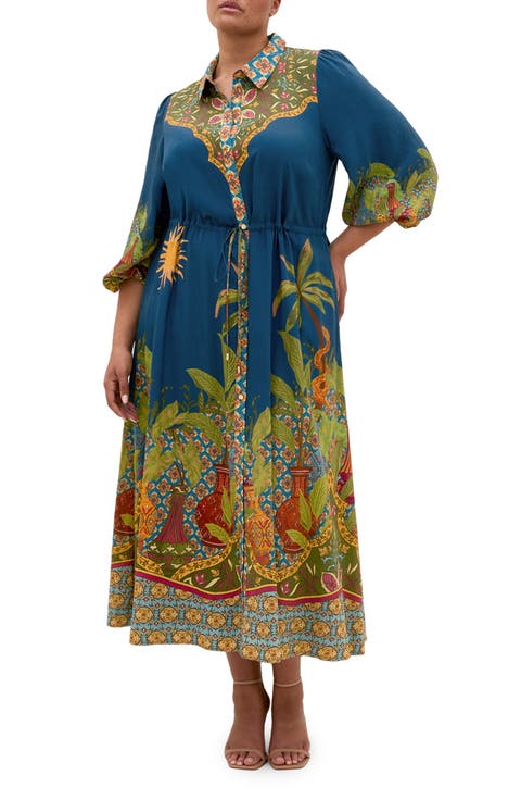 Print Long Sleeve Maxi Dress