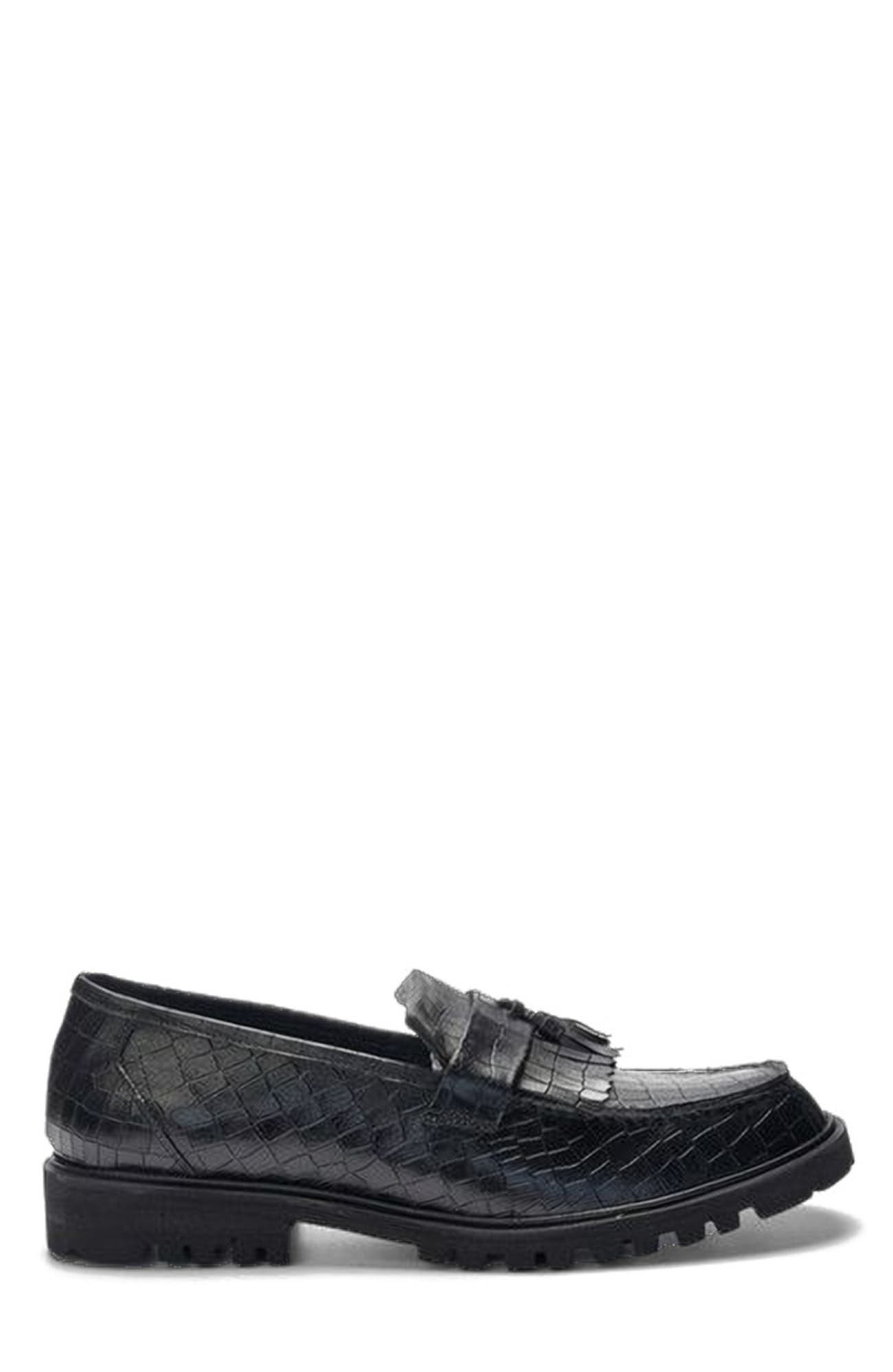 A. Veer Dante Tassel Loafer, Main, color, Black Leather