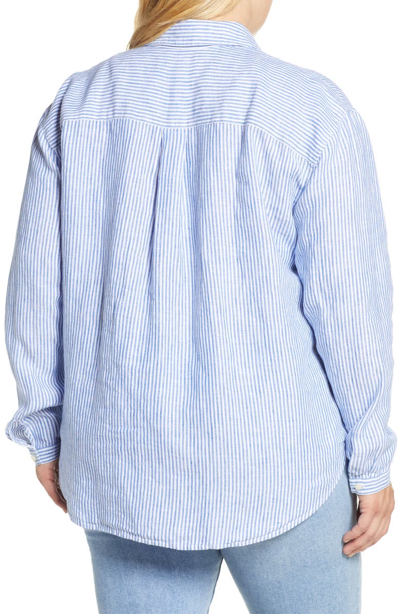 Treasure & Bond Stripe Button Front Linen Tunic, Alternate, color, 