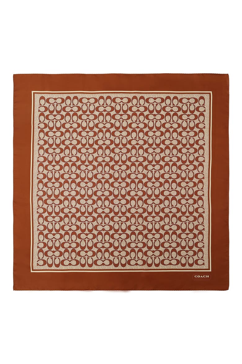 Vintage Signature C Silk Scarf, Alternate, color, PECAN