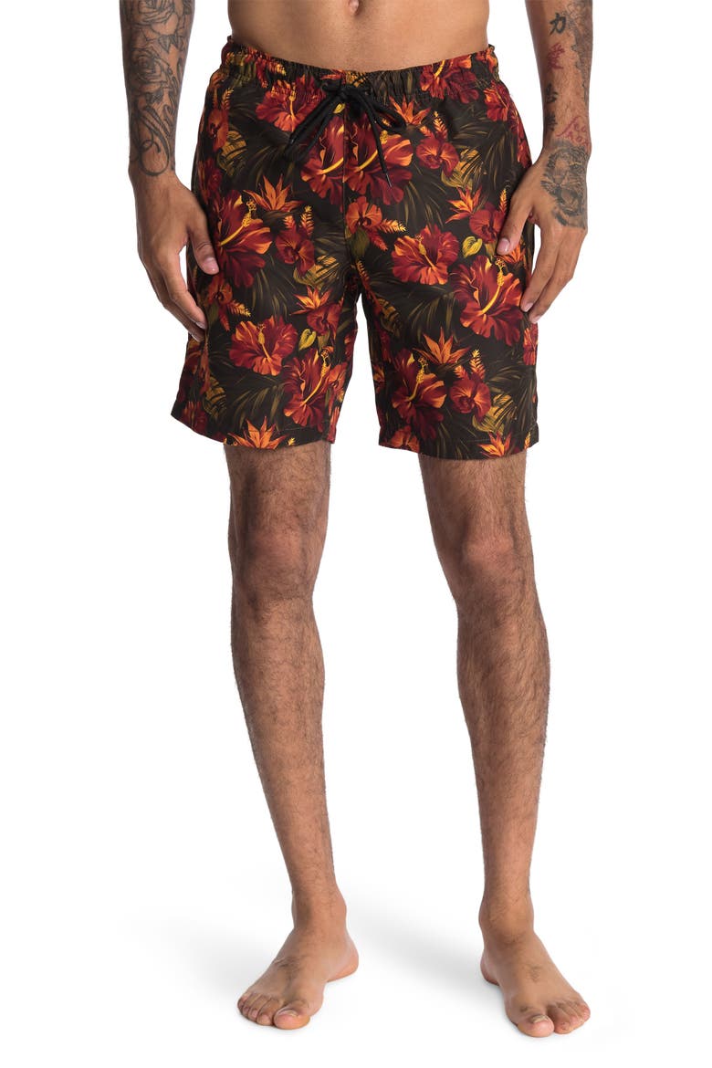 Floral Printed Swim Trunks, Main, color, MULTI