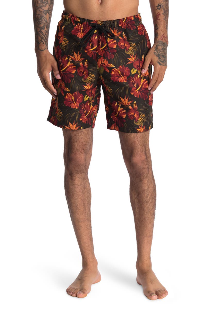 Tallia Floral Printed Swim Trunks, Main, color, 