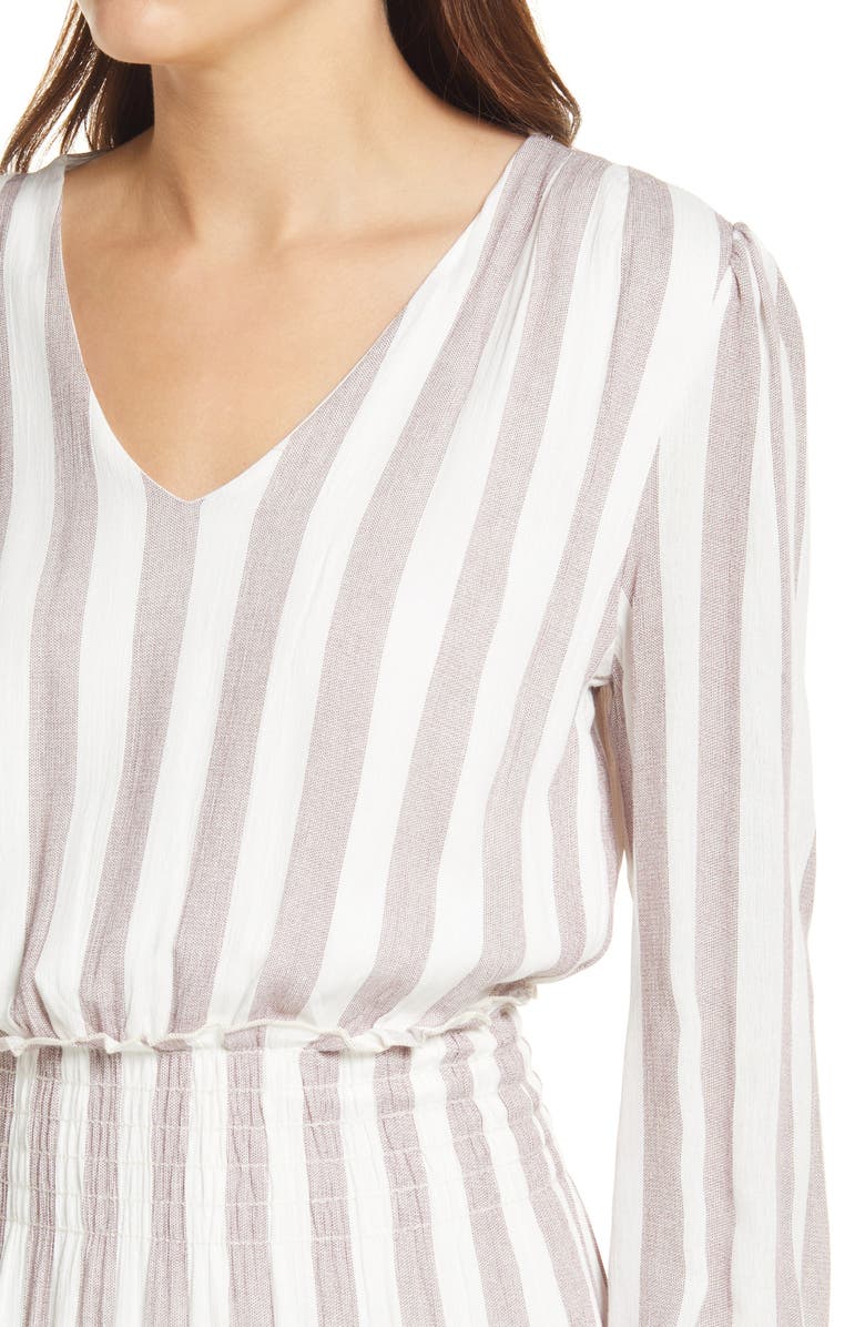 Fraiche by J Smocked Waist Long Sleeve Maxi Dress, Alternate, color, 