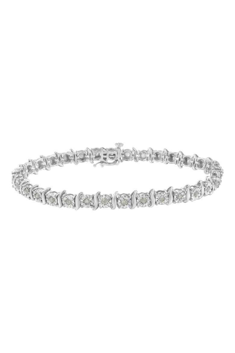 Silver 1.0 Ctw Diamond S-Curve Link Miracle-Set Tennis Bracelet, Main, color, Silver