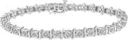 Haus of Brilliance Silver 1.0 Ctw Diamond S-Curve Link Miracle-Set Tennis Bracelet