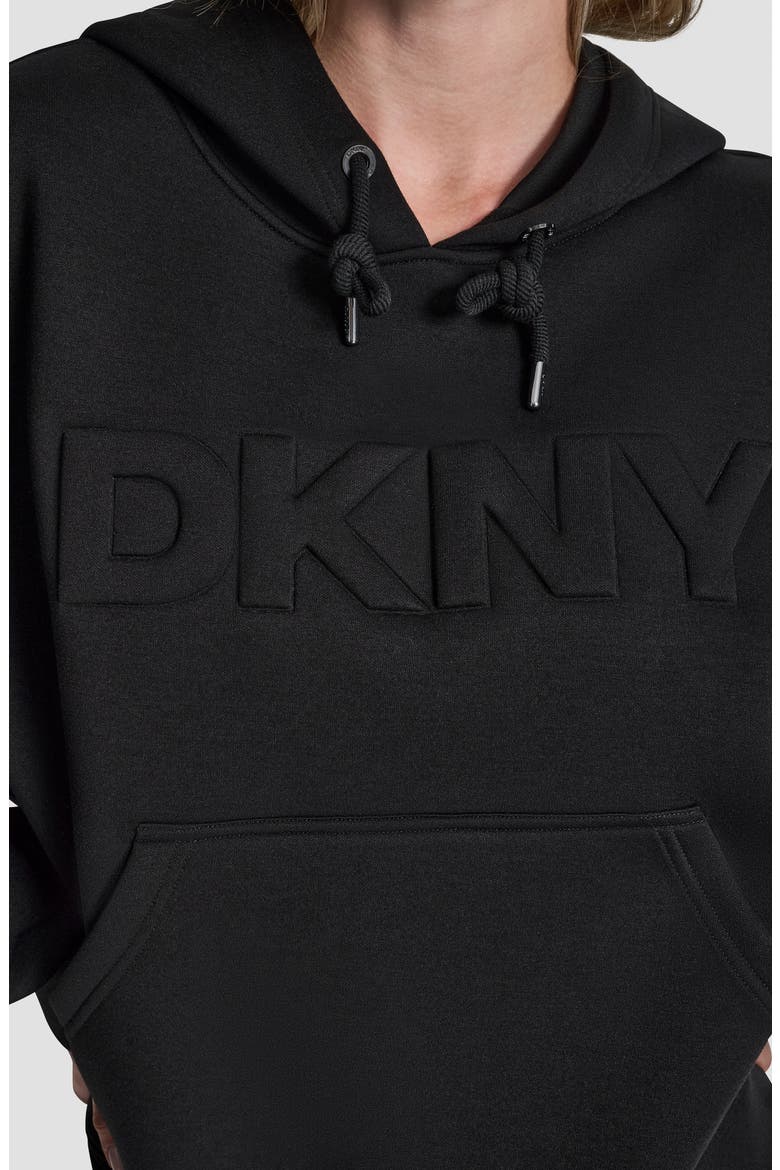 Embossed Logo Scuba Knit Hoodie, Alternate, color, BLACK