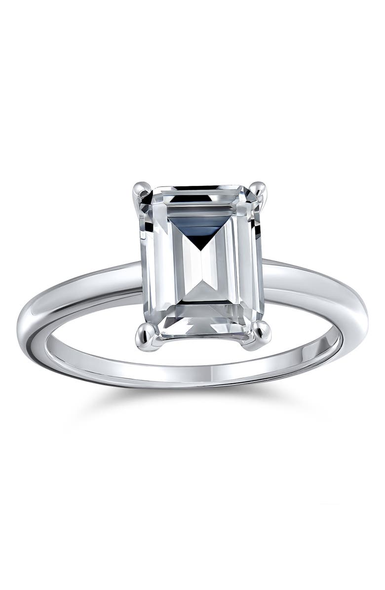 BLING JEWELRY Sterling Silver Brilliant Cut CZ Solitaire Engagement Ring, Main, color, 