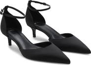 MANGO Ankle Strap Pointed Toe Kitten Heel Pump