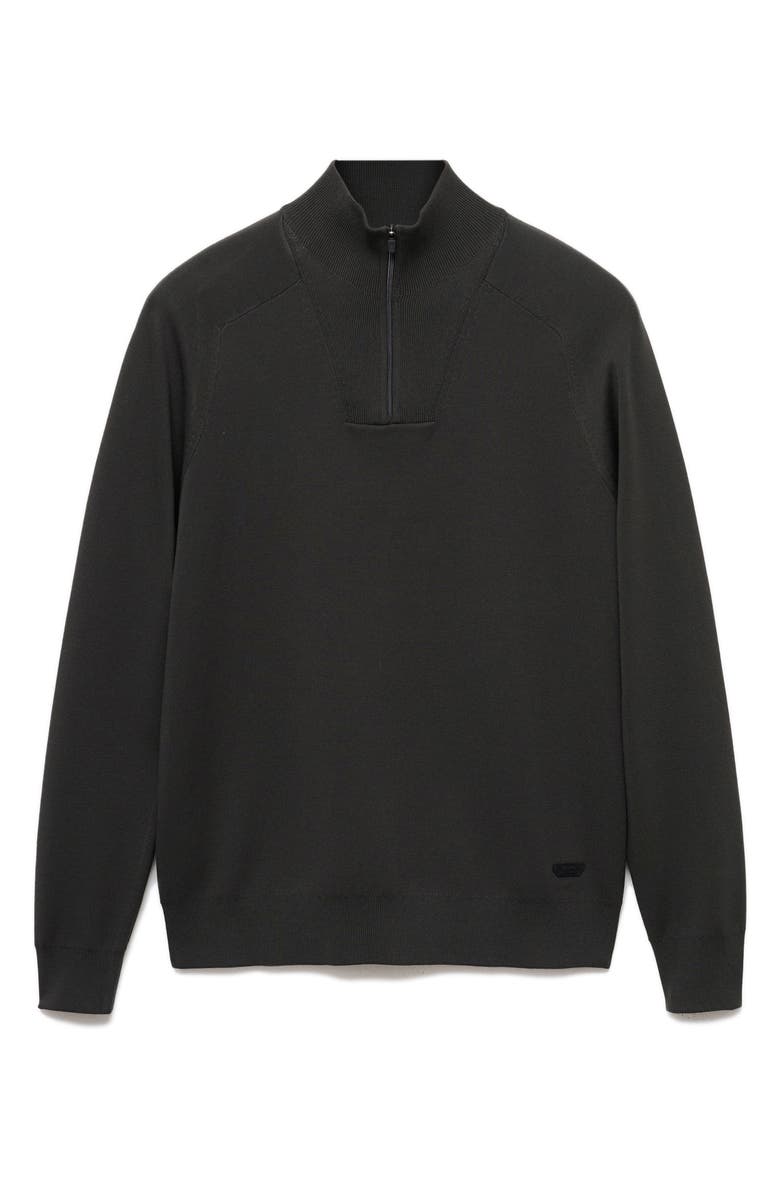 MANGO Thermoregulated Quarter Zip Sweater, Alternate, color, Dark Green