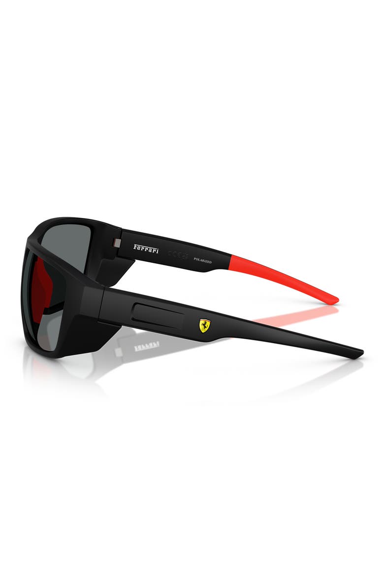61mm Polarized Rectangular Sunglasses, Alternate, color, MATTE BLACK