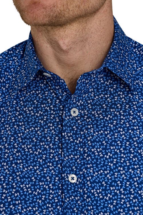 Raging Bull Short Sleeve Flower Bud Shirt In Blue