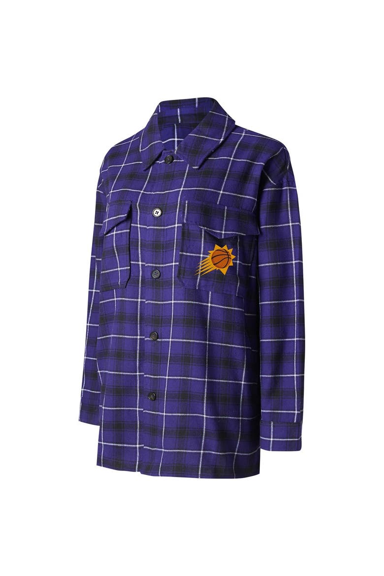 Women's College Concepts Purple/Black Phoenix Suns Boyfriend Button-Up Nightshirt, Alternate, color, Purple