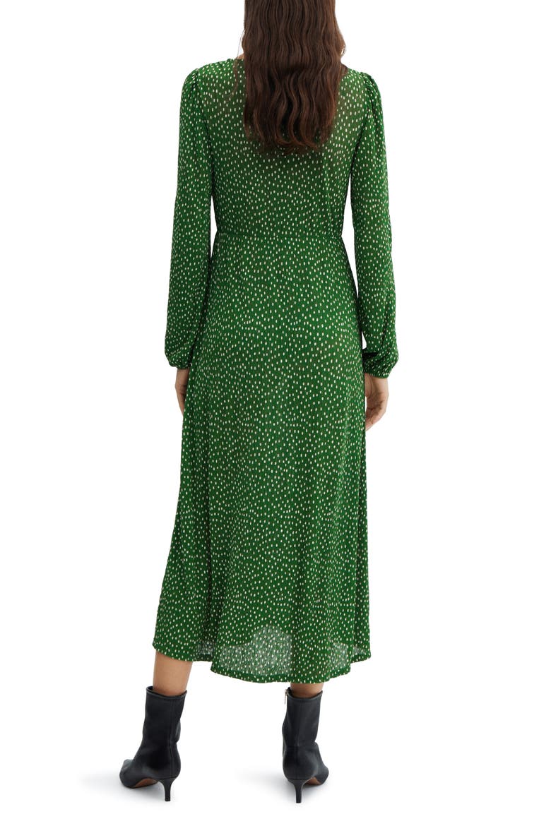 Polka Dot Long Sleeve Midi Dress, Alternate, color, GREEN