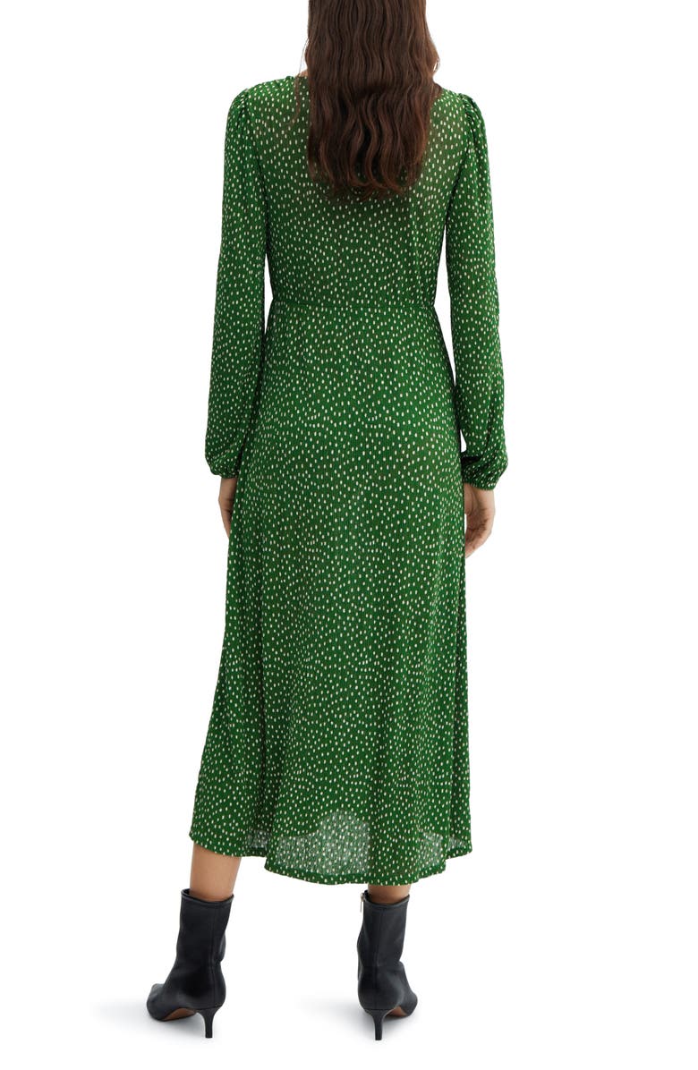 MANGO Polka Dot Long Sleeve Midi Dress, Alternate, color, 