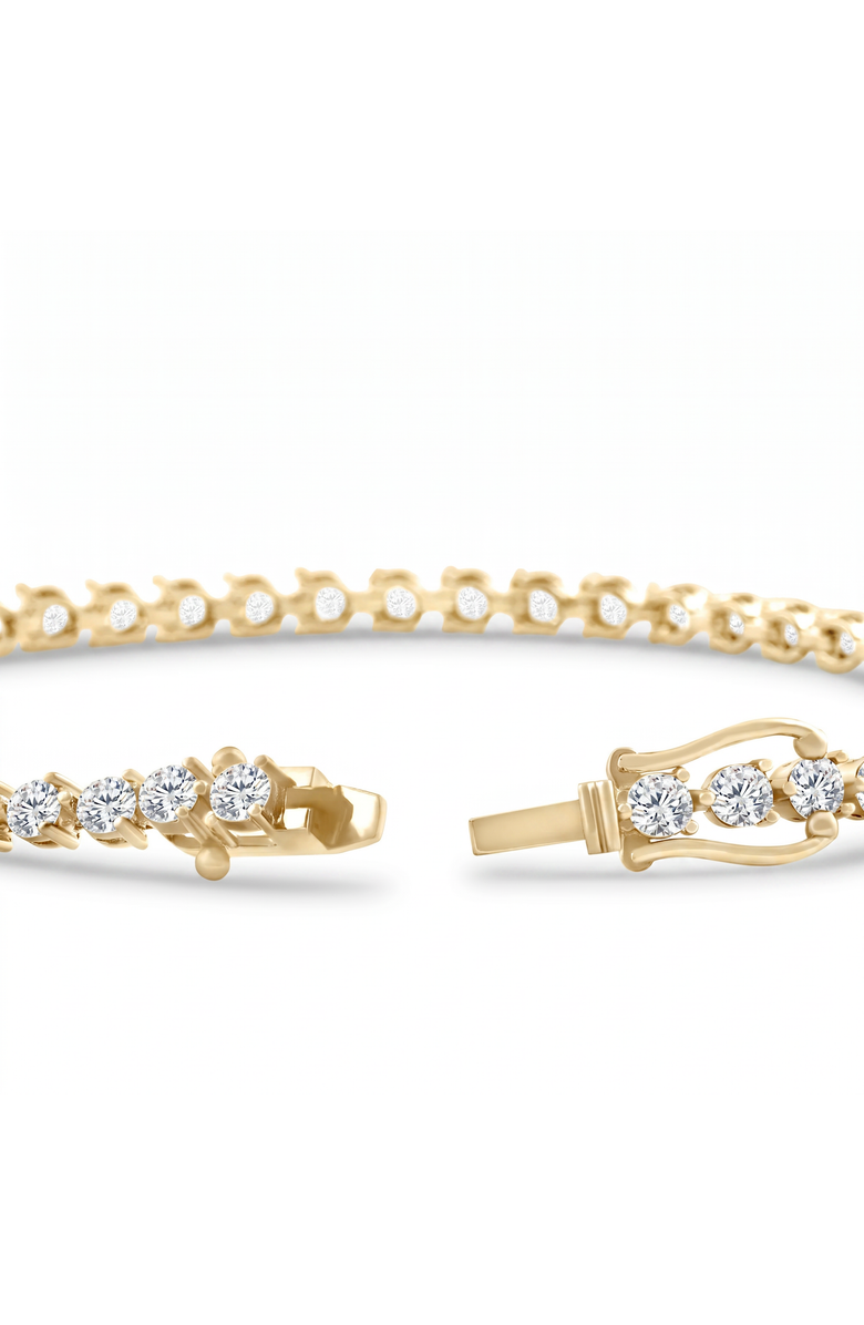 Bliss Diamond Certified 4.20Ct TW Diamond 3-Prong Tennis Bracelet 7" 14k Gold Lab Grown, Alternate, color, 14K Yellow Gold