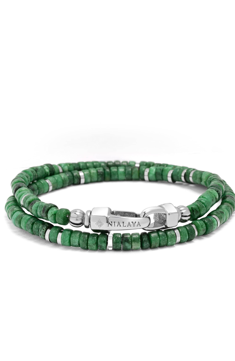 Green Malachite Heishi Wrap Bracelet