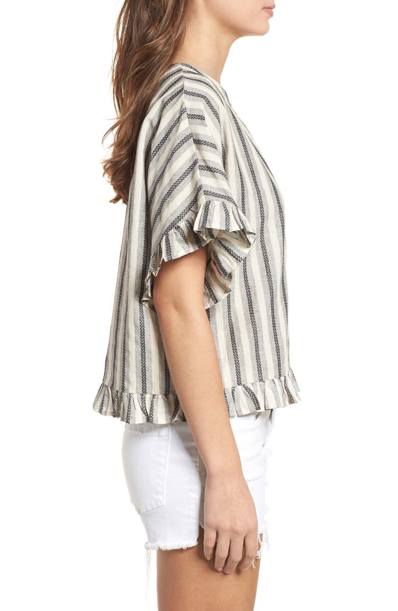 BP. Stripe Ruffle Trim Top, Alternate, color, 