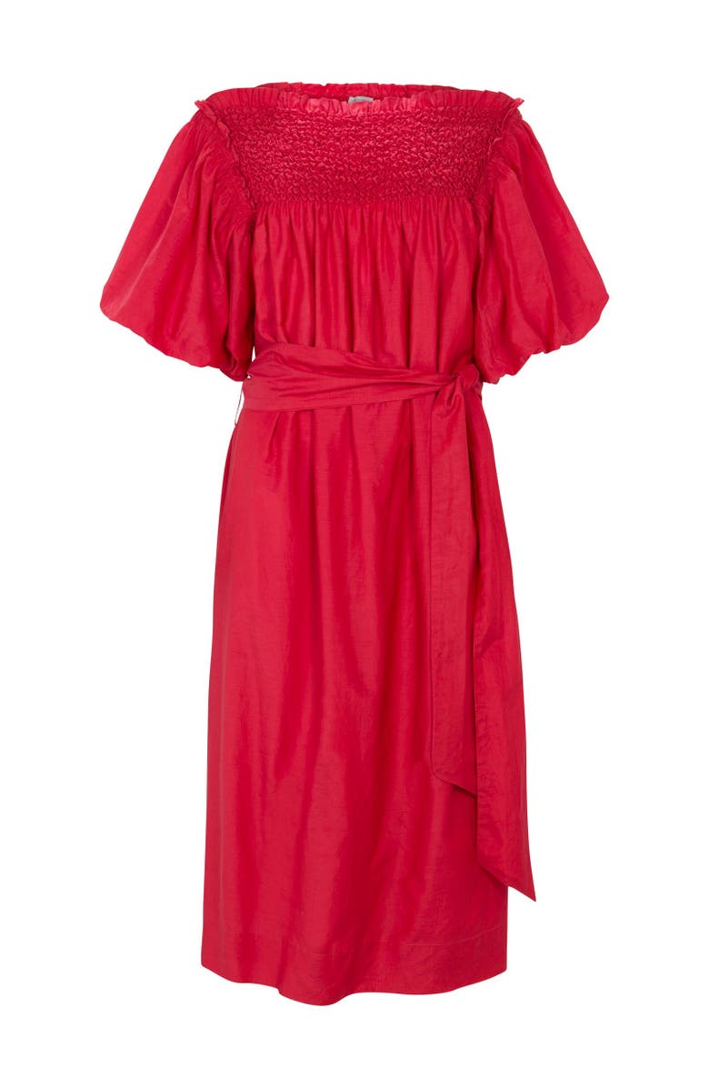 Rebecca Taylor Merrick Silk Cotton Midi Dress, Alternate, color, Scarlet