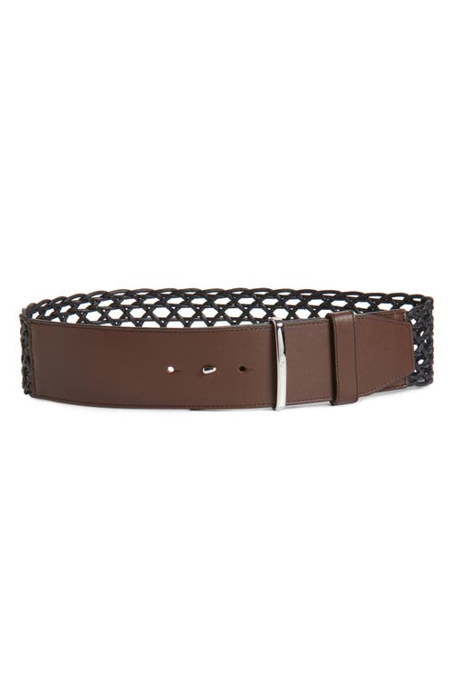 Max Mara Woved Mixed Media Belt In Brown/black