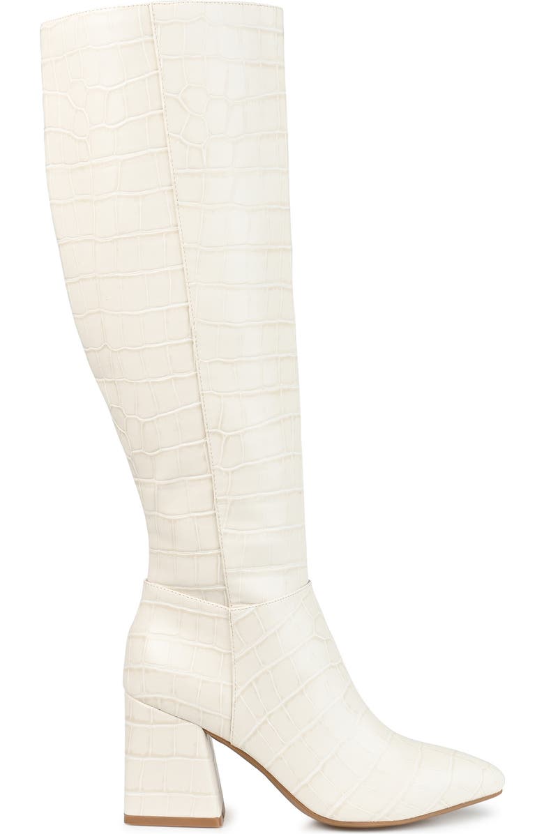 Journee Collection Landree Vegan Leather Block Heel Boot, Alternate, color, Bone