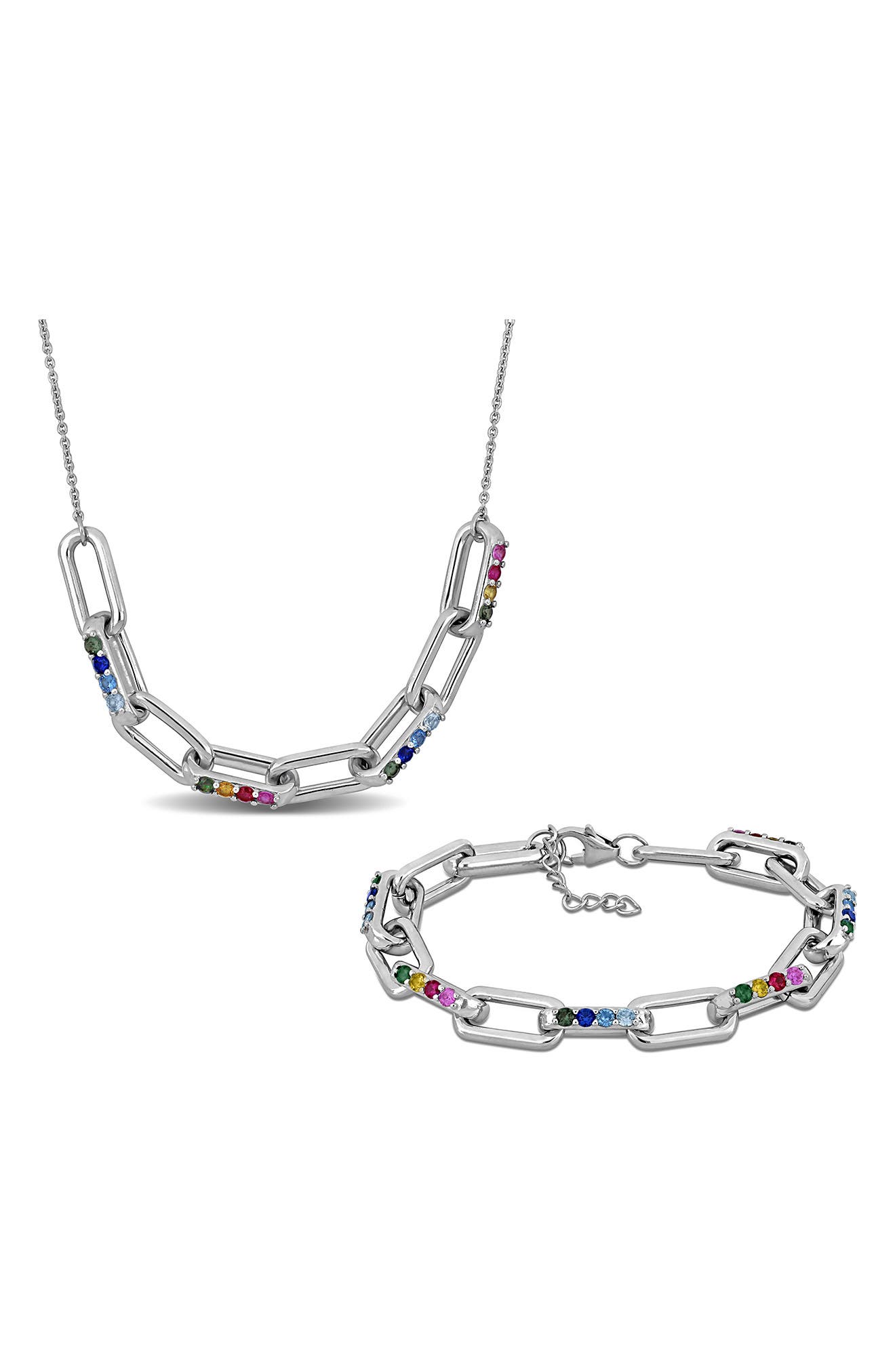 DELMAR Semiprecious Stone Frontal Necklace & Bracelet Set