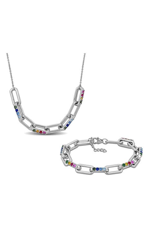 Semiprecious Stone Frontal Necklace & Bracelet Set