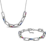 DELMAR Semiprecious Stone Frontal Necklace & Bracelet Set