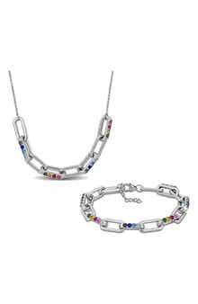 DELMAR Semiprecious Stone Frontal Necklace & Bracelet Set