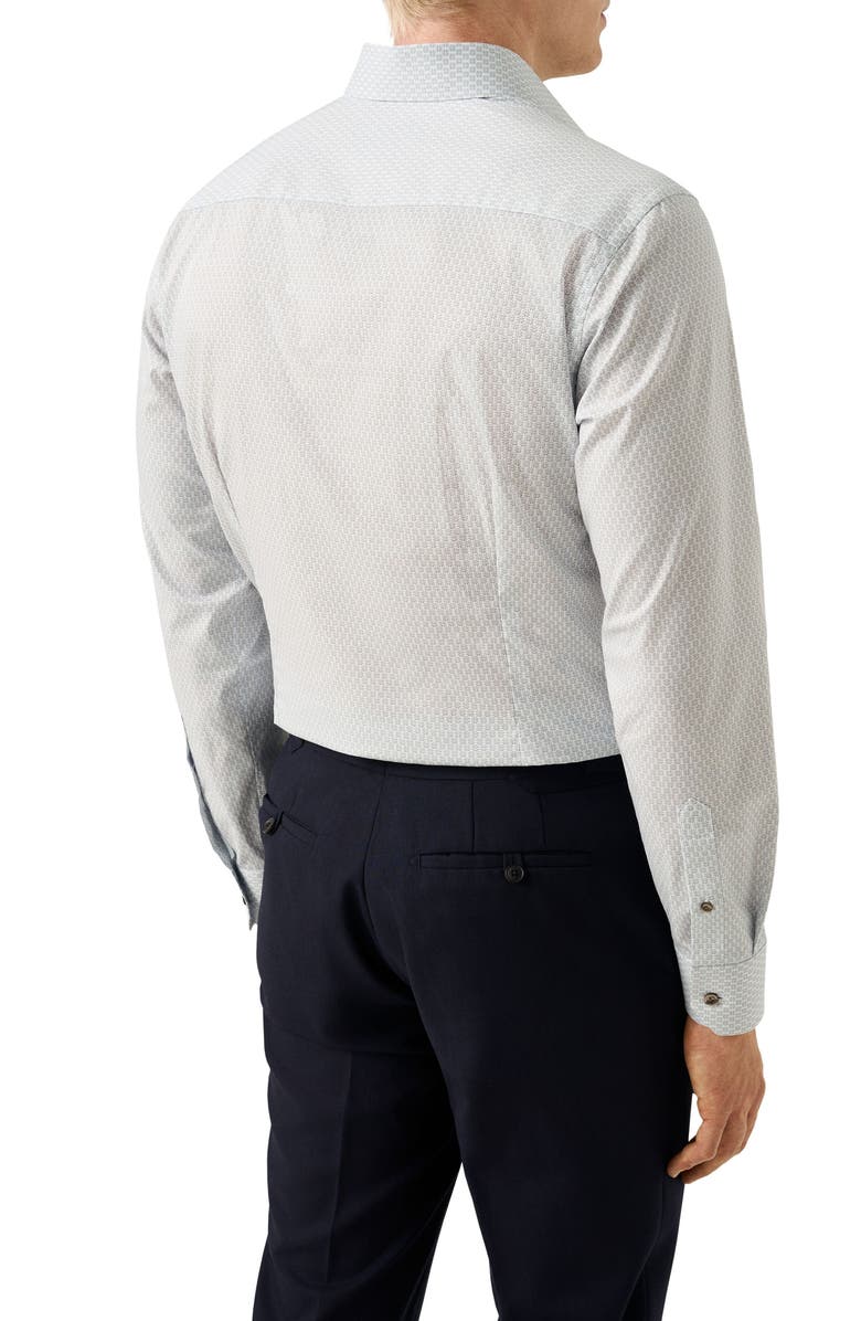 Eton Slim Fit Geometric Print Cotton Dress Shirt, Alternate, color, Medium Brown