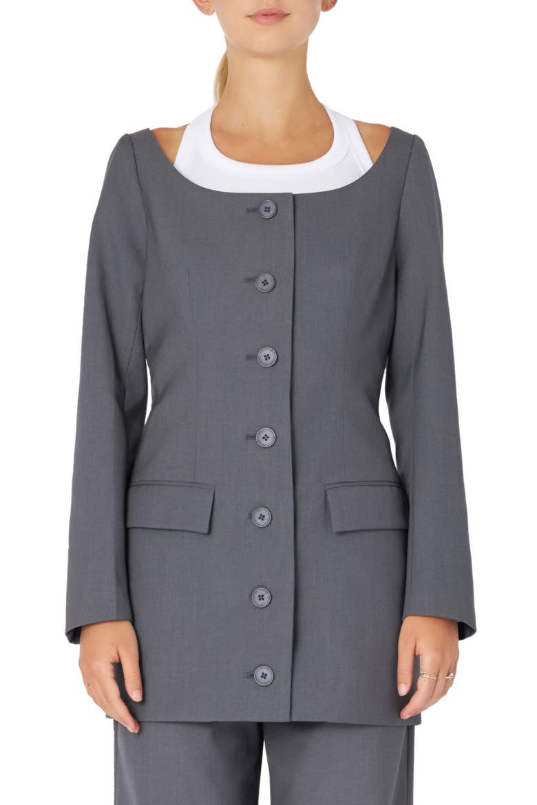 Boat Neck Blazer, Main, color, HEATHER GREY