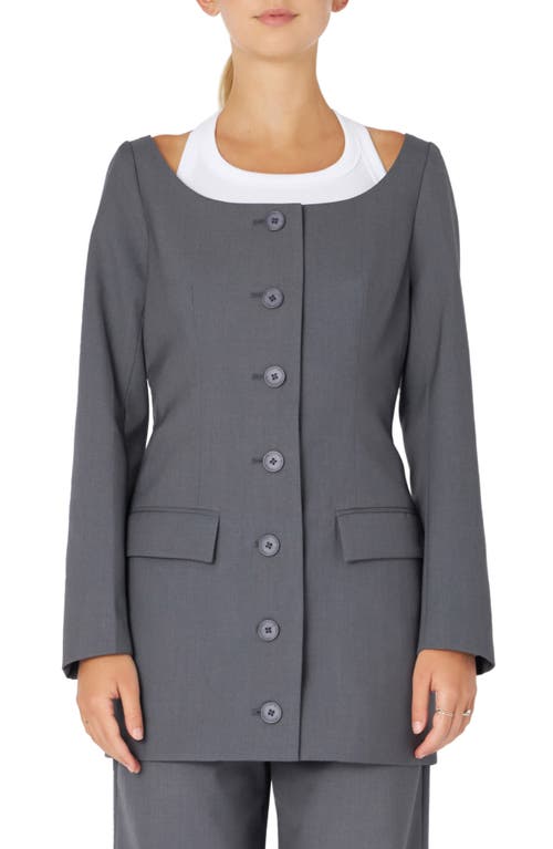 Grey Lab Boat Neck Blazer in Heather Grey 