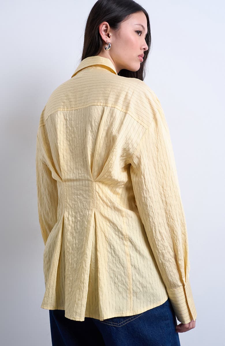 Topshop Asymmetric Placket Button-Up Shirt, Alternate, color, Yellow