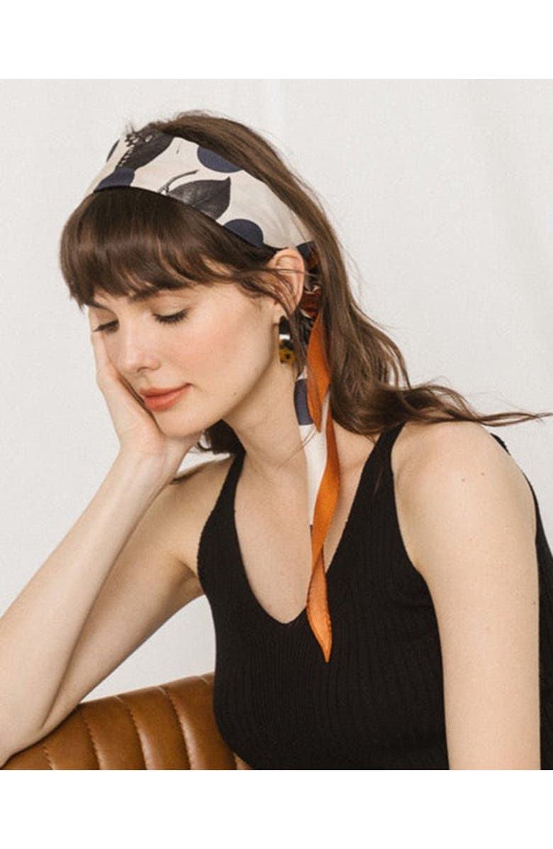 Lost Pattern NYC "Noir Floral" Silk Diamond Neckerchief, Alternate, color, Orange