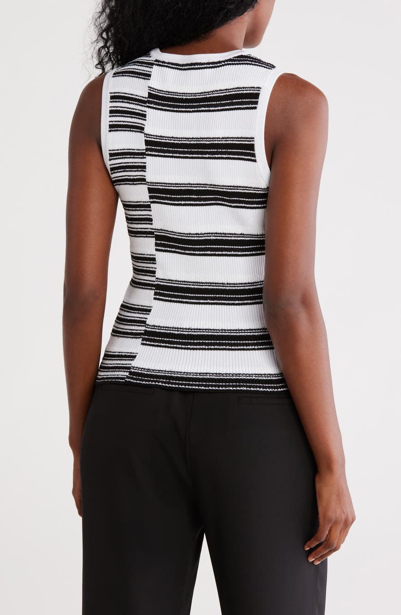 DKNY Stripe Sleeveless Sweater, Alternate, color, Black/ White