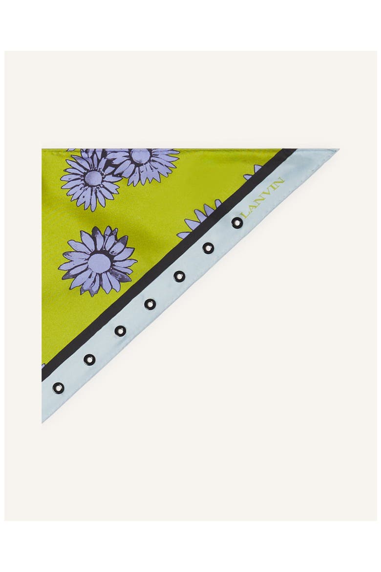 Triangle Silk Scarf With Marguerite Motifs, Alternate, color, Green