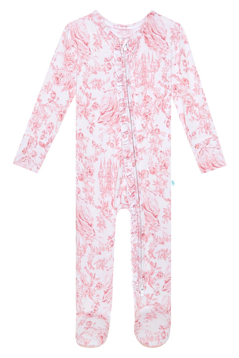 Fitted Zip Footie, Main, color, WHITE/ PINK