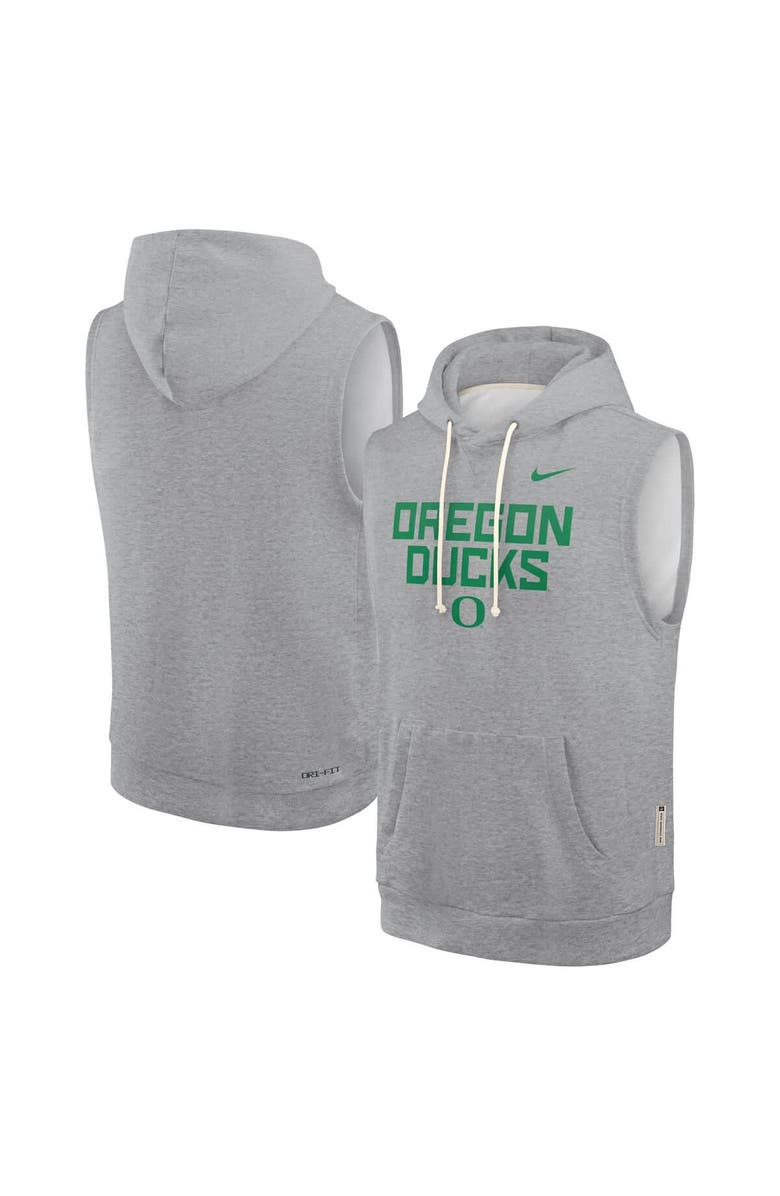 Nike Men's Nike Heather Gray Oregon Ducks 2025 Sideline Performance Sleeveless Pullover Hoodie, Alternate, color, 