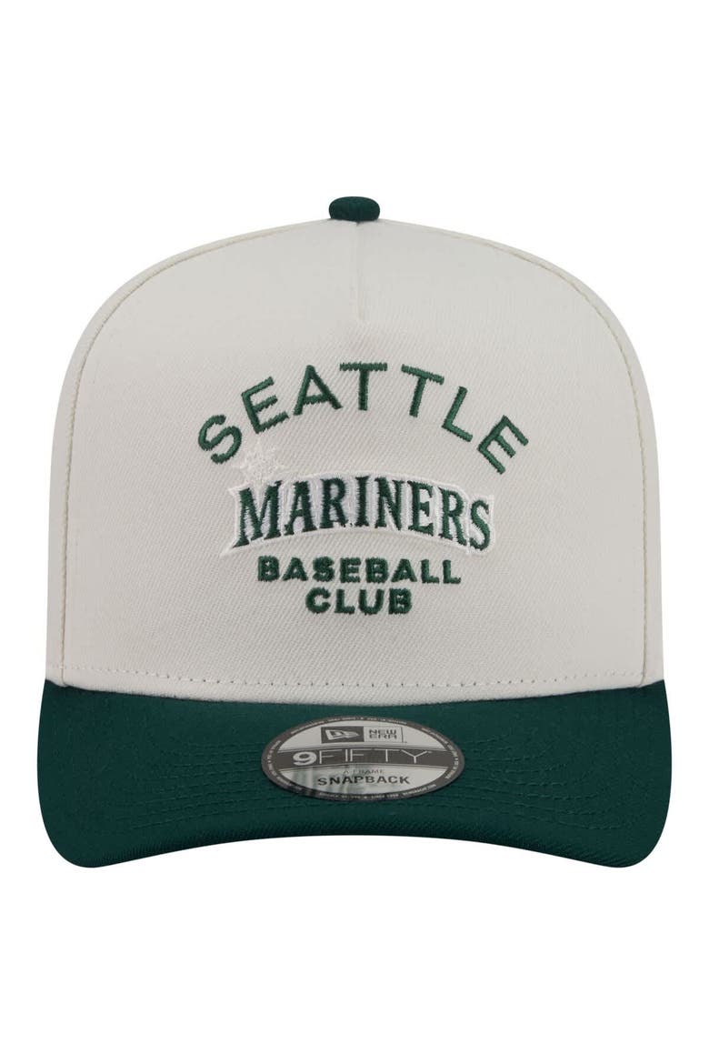 Men's New Era  Cream/Dark Green Seattle Mariners Chrome A-Frame 9FIFTY Snapback Hat, Alternate, color, Cream
