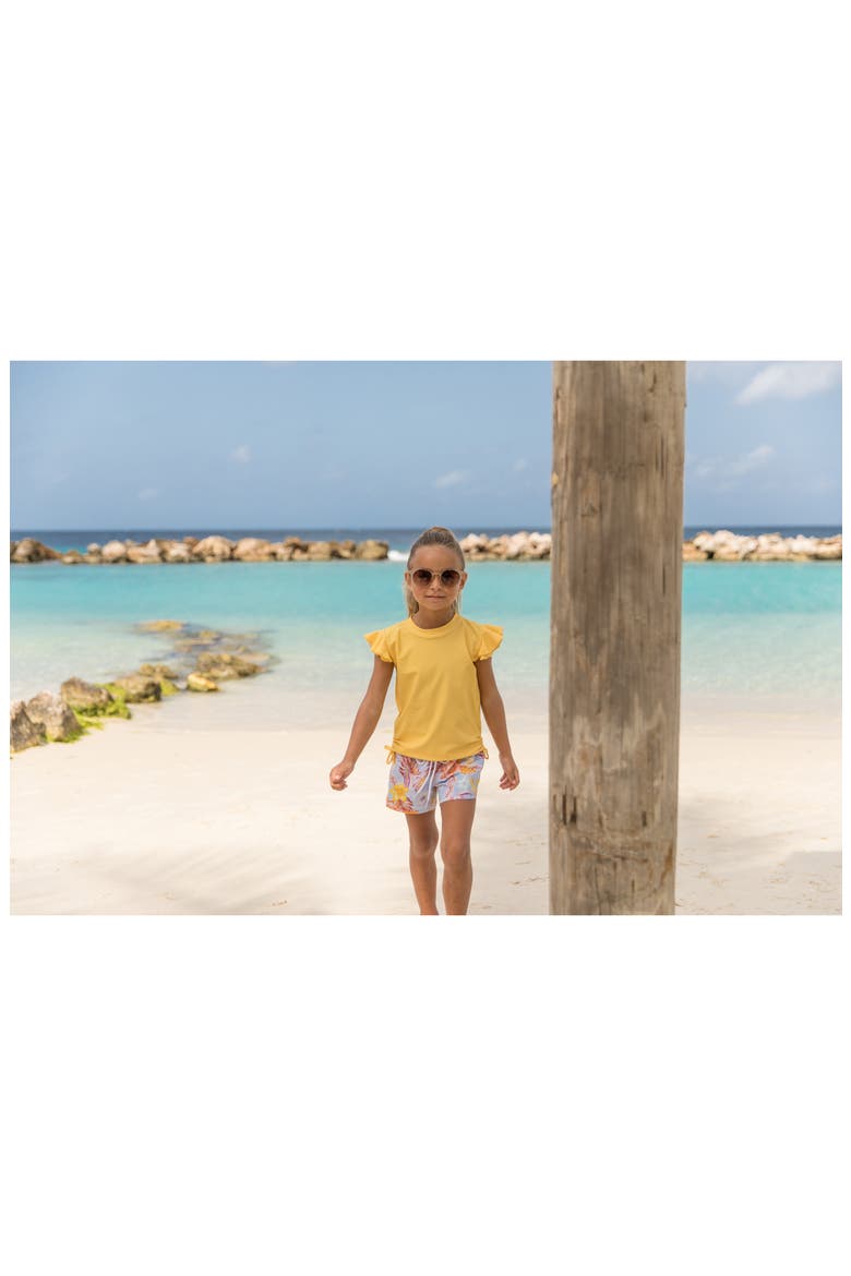 Kids' Marigold Flutter Sleeve Rashguard, Alternate, color, YELLOW