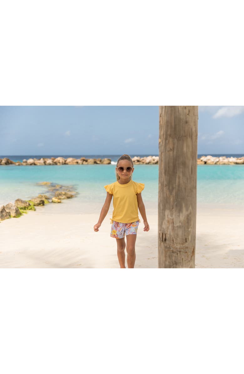 Snapper Rock Kids' Marigold Flutter Sleeve Rashguard, Alternate, color, Yellow