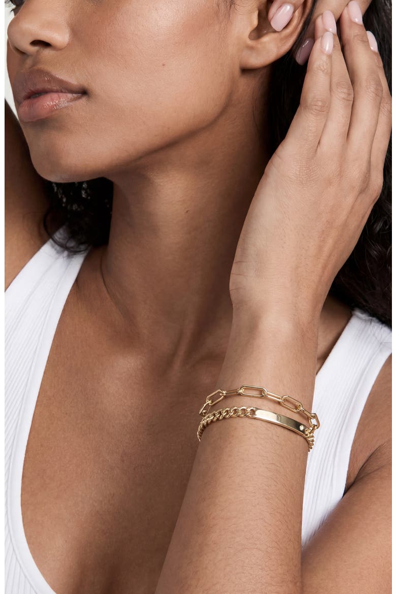 Bar Layered Chain Bracelet, Alternate, color, GOLD